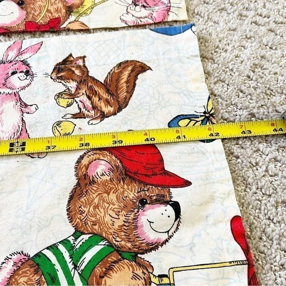 Vintage Cranston Teddy Bear Valances Western Honey Bird Blue Red Woodland Set 2x